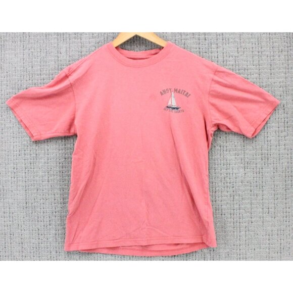 Vintage Sunriver Shirt Mens Small S Pink Short Sleeve Nautical Ahoy Maitai Art - Picture 2 of 9